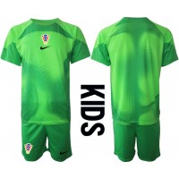 Kroatien Torwart Fußballbekleidung Heimtrikot Kinder WM 2022 Kurzarm (+ kurze hosen)